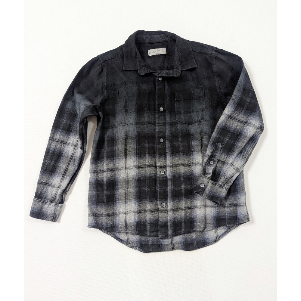 ZARA Checked Tie-dye Button Up Long Sleeve Shirt Boy's Size 9 Years